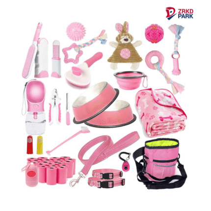 Lobeve Puppy Supplies Starter Kit 39-Piece Set of Puppy Essentials and Dog Stuff.Includes Dog Leash Toys Bowl Brushes and More