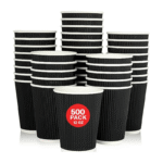12oz 500 Pack Black Paper Coffee Cups